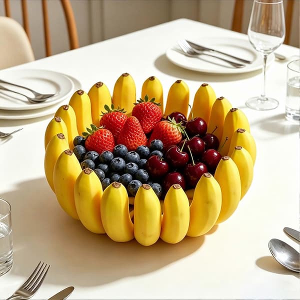 Fruktskål i bananform – 3D-printad rolig – för hem, kök och matsal 15cm