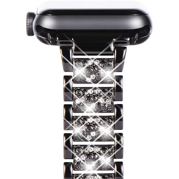 Kompatibel med Apple Watch Armband 41mm 40mm 38mm, Kvinnors Bling Diamant Strass Armband för Apple Watch Armband SE(GEN 1 2 3) iwatch Armband Serie 9 BlingBlack 41mm/40mm/38mm