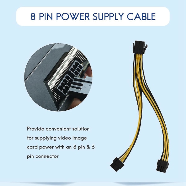 5-pak Pci-e 8pin til 2x 8 Pin (6+2) Splitterkabel for Pcie Pci Ima Y - Splitt