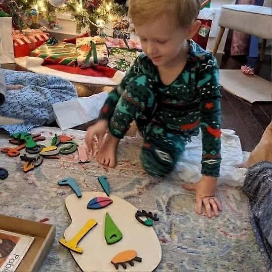 Puinen palapeli taaperolelut ihmiskasvopeli oppiville lapsille