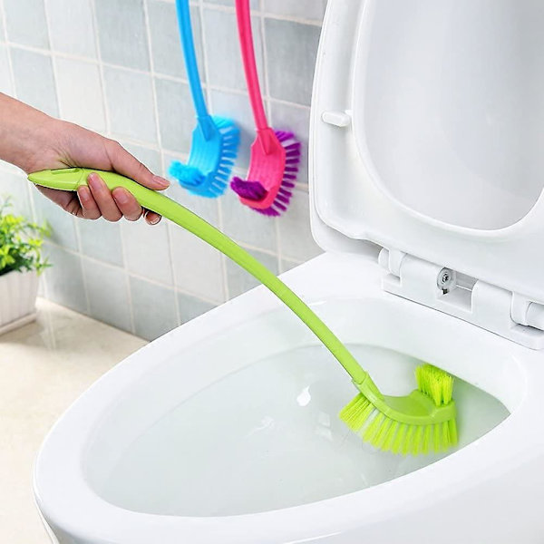 WC-harja WC-harja Muovi Kannettava Pitkä Kahva Kylpyhuone WC-Pöntön Puhdistus Kaksipuolinen Puhdistusharja (1kpl, Sininen)