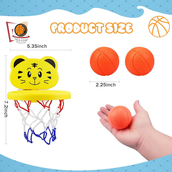 Basketbollskorg Badleksak för 1-3 Åriga Bebisar Badleksak 6 12 Månader Basketbollskorg Leksaks Gåvor 2 3 4 Basketboll Vattenspel Badleksaker Set Present till Bebis tiger