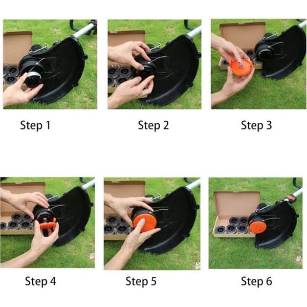 Black + Decker Reflex Trimmertrådsspolar, Genomskinlig Reflex-spole, 6 spolar, 1 spolskydd, 1 fjäder