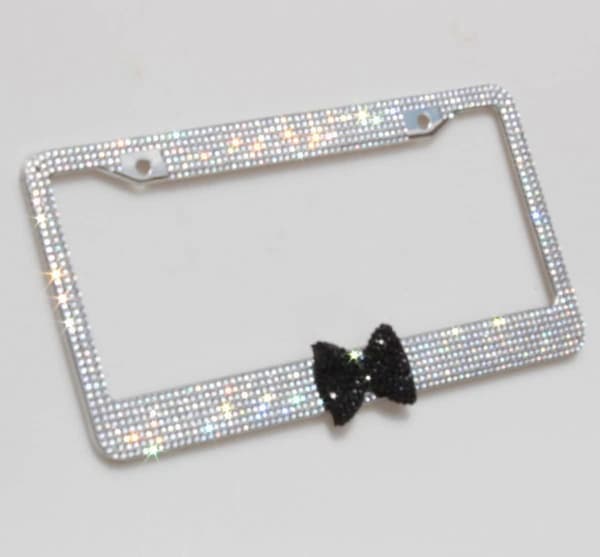 7 Rækker Bling Bling Rhinestone Rustfrit Stål Nummerpladeramme Tie Shiny Nummerplade