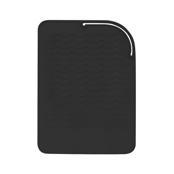 Värmetålig matta för locktång, halkfri silikon rektangulär bärbar plattång Black