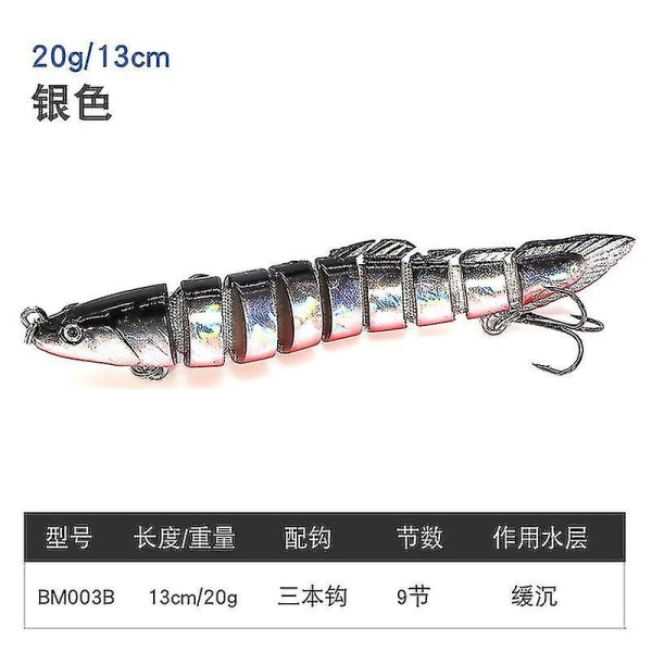 14cm 20g fiskesluk ål 9 segmenter Multileddet synkende wobbler for gjeddeabbor Swimbbait Crankbait