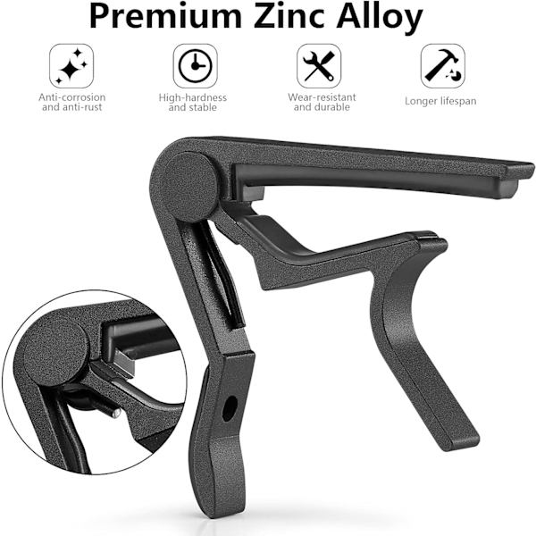 Gitar Capo Hurtigbytte Capo for 6-strengs Akustisk Gitar Elektrisk Gitar Klassisk Gitar Ukulele Capotastos Capo (Svart) Black