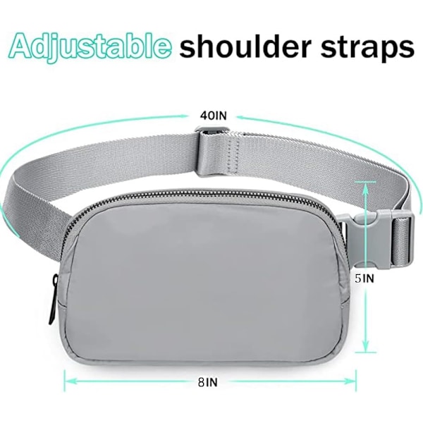 Vyölaukku naisille Fanny Pack Dupes, Bomvabe Fashion Crossbody Lulu Vyötärölaukku Lemen Laukku Säädettävällä Hihnall, Kaikkialla Vyölaukku Matkustamiseen Ulkoiluun Grey