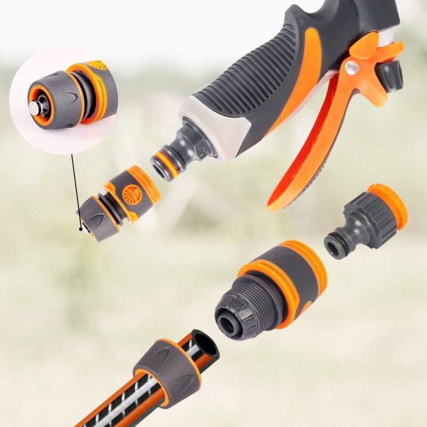 4-pakke hageslangekoblingssett i plast, rørkranadaptersett, 1/2\" slangeendeadapter, vannstanskontakt, 1/2\"&3/4\" 2-i-1-kranadapter, en Multisize Connector Suit
