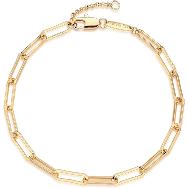 Armband för kvinnor 14K guldpläterad delikat kedja enkelt smycke sött för flickor Paperclip Chain S 2 Layer Satellite Chain