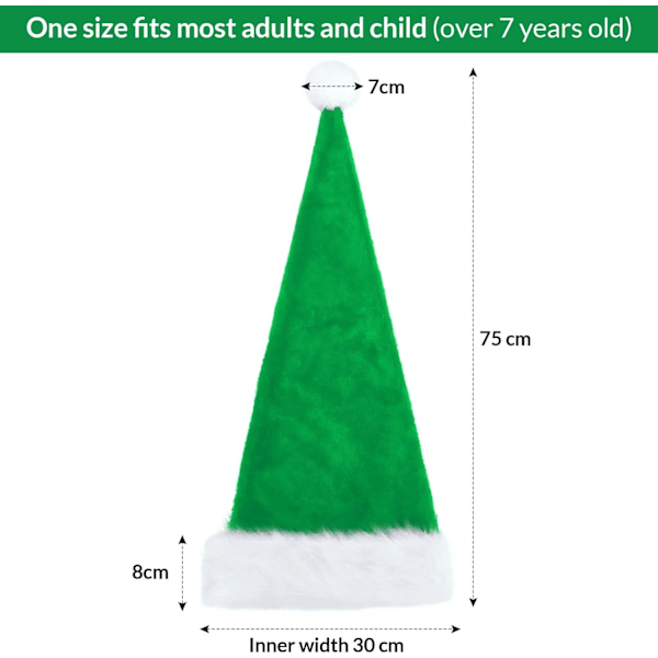 Julhatt Tomtehatt För Vuxna, Plus Lång Julhatt Lyxig Tomtehatt, Julpartyhatt För Män Och Kvinnor, Jultillbehör grön vuxen