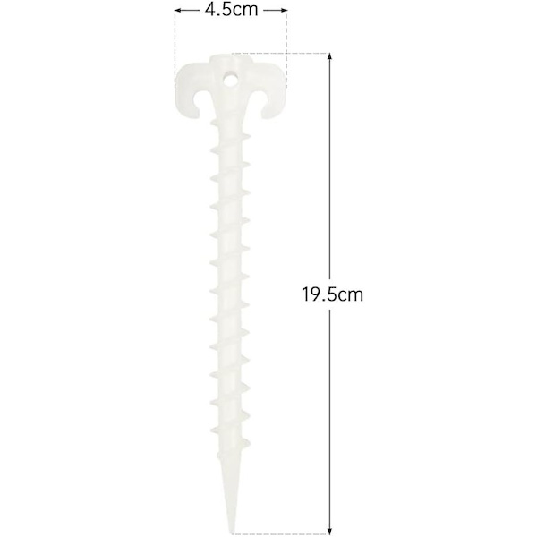 10 stk. - Lysende teltpløkker, teltjordspigge, udendørs campingfiskeri, selvlysende spiralformet krogspigge, 20 cm 7,8 tommer
