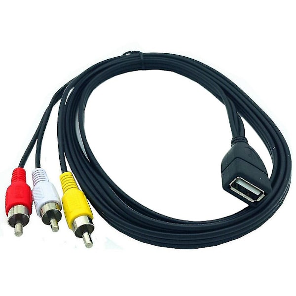 1,5 m USB A hun til 3 RCA Phono AV kabelledning PC TV Aux lyd-videoadapter