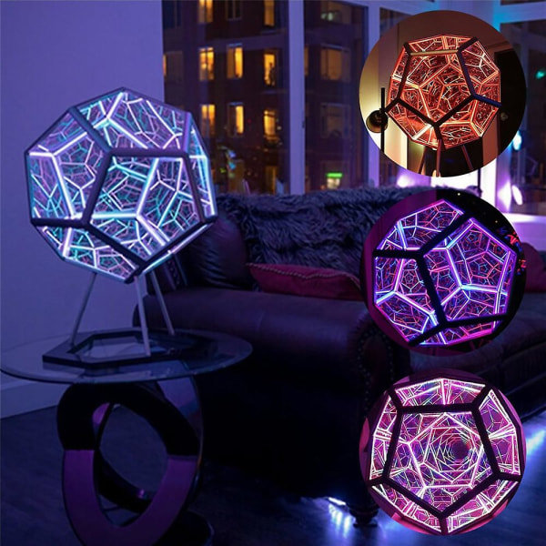 Oändlig Dodecahedron Färg Art Light USB Laddningslampa Hem Skrivbordsdekoration