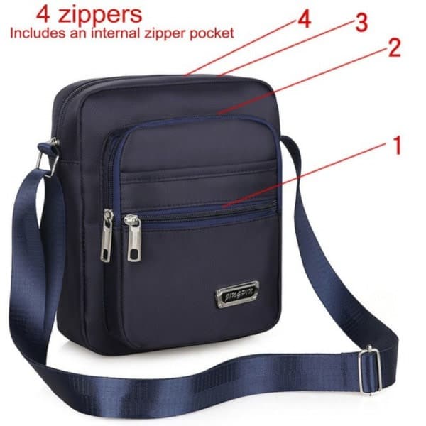 Axelremsväskor för män, blå blue 6 zippers-6 zippers