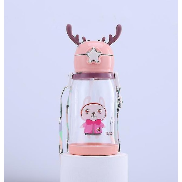 Søt drikkekopp for barn Vannflaske til skole tegneseriekopp (rosa)