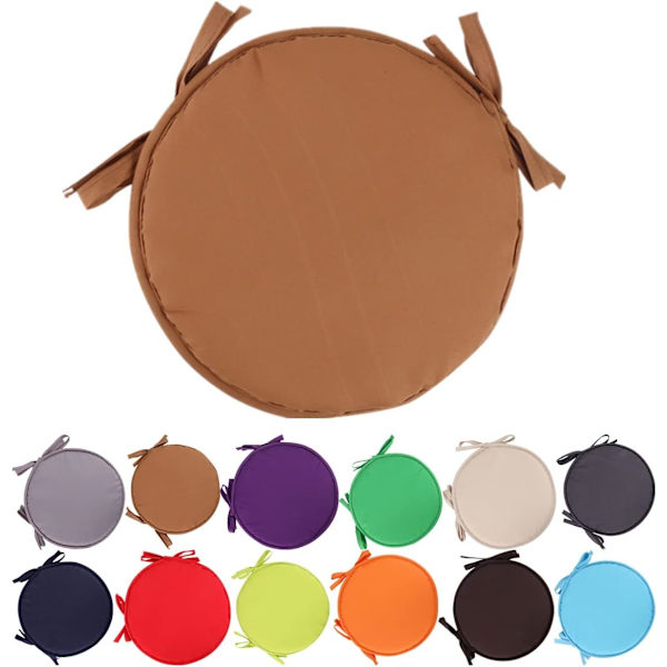 Färgglada inomhus/utomhus stolsdynor runda sittdynor trädgård uteplats hem kuddar - diameter 30cm/38cm, uteplatsmöbler kuddfodral, runda sittdynor Brown 38cm