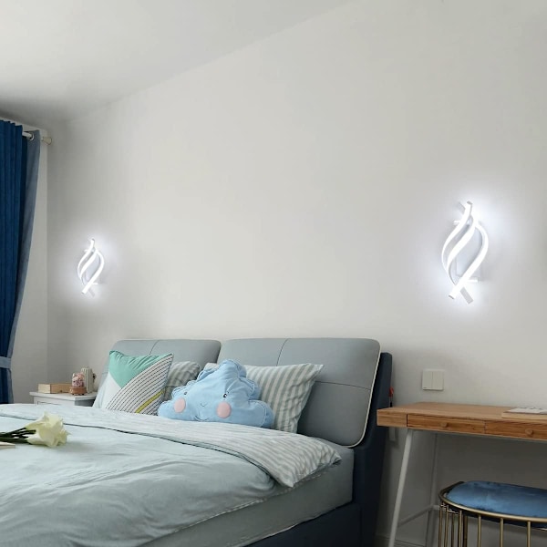 Led vägglampor inomhus 22W, vit modern enkel kreativt Led spiral vägglampa, akryl vägglampa, 6000K kall vit vägglampor för sovrum