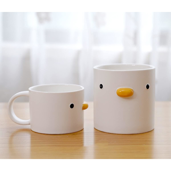 Sjov kylling kaffekop, håndlavet glasur andemug, sikkerhed keramisk mælke latte krus, 210ml sød te kop. Bedste gaver. Yellow