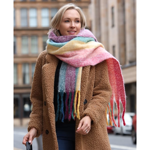 Damtäcke Scarves Vinter Varm Tartan Rutig Regnbåge