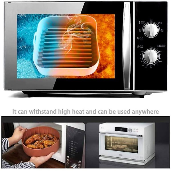 Airfryer silikonepot, 8x8 tommer firkantet silikone airfryer kurv, silikoneskål til airfryer ovn tilbehør, ikke mere hård rengøring