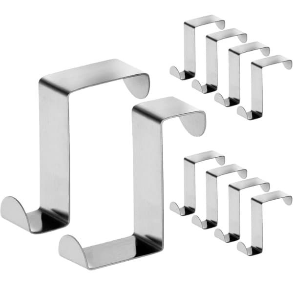 Vändbar dörr- och skåpkrok, 10-pack silver