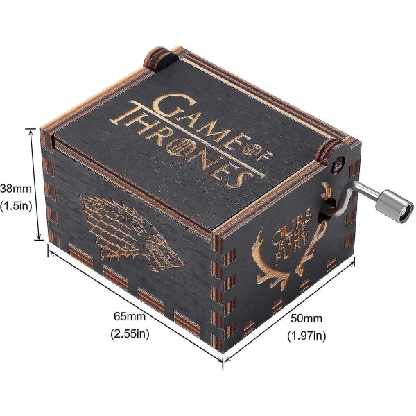 Game Of Thrones musikkboks i tre, antikk håndskjært håndsveiv musikkboks i tre gave til Chris