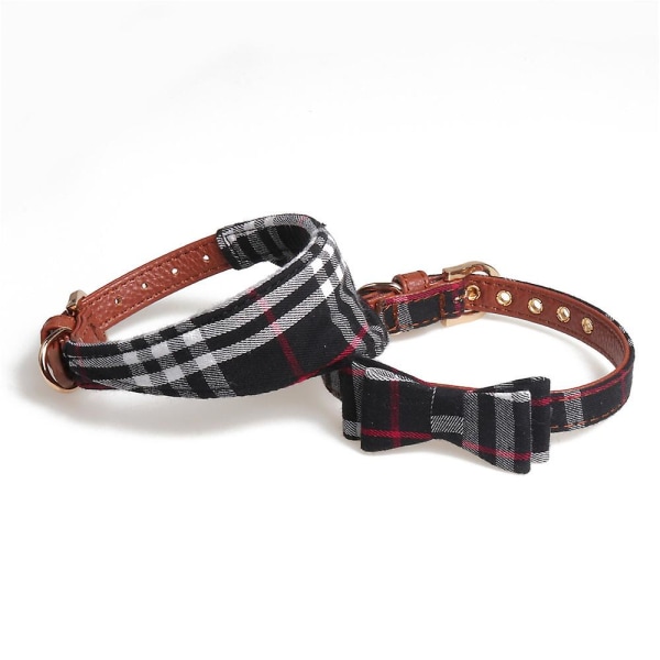 2 stk svart hundehalsbånd og båndsett, justerbar bandanasløyfe for utendørs turer for katter og valper