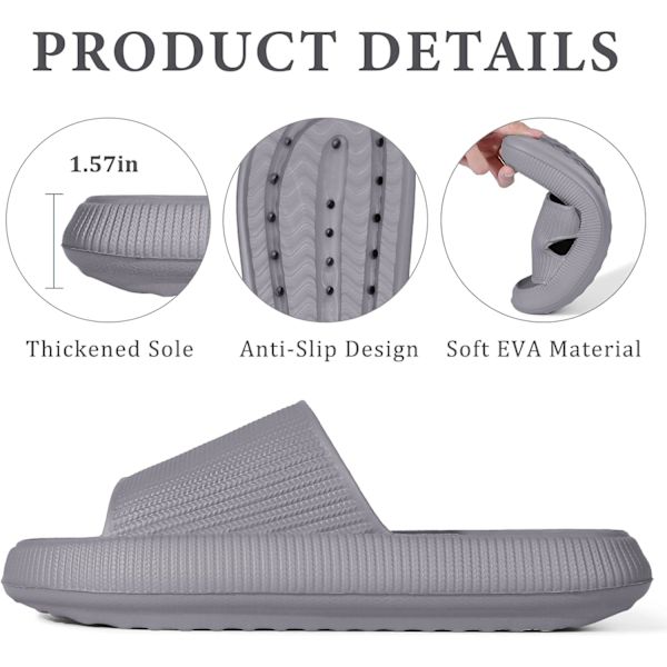 Cloud Sliders Dam Herr, halkfria badtofflor dam sommar, mjuka flip flop kuddsliders, plattform pool sliders duschskor för inomhus & utomhus