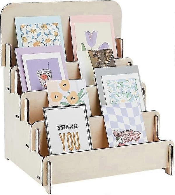 Träställ för bordsplacering, för vykort, örhängen, rektangulär, beige, 265x280x445 mm