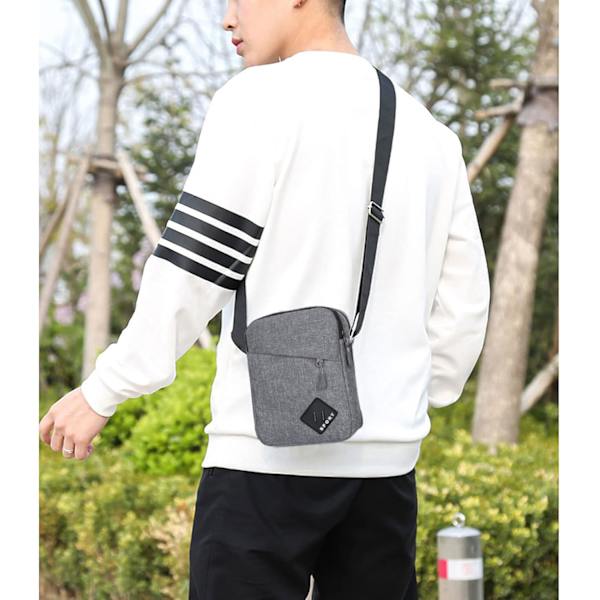 Miesten olkalaukku, nailonista ja oxford-kankaasta valmistettu crossbody-laukku, laukku, jossa vetoketju ja säädettävä hihna Grey