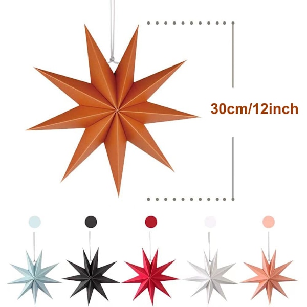 12 tommer 19D 9-spidset stjerne papir lanterne vægophæng til bryllup fødselsdag babyværelse dekorationer festartikler orange color