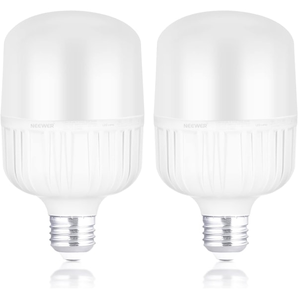 E27 24W LED-pærer, 2 pakker, 2300 lumen/5700K/CRI 93+/15000 timers levetid, lys til videofotografering, lydløs/ingen flimmer/ikke-dæmpbar 200