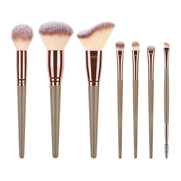 7 stk. makeupbørstesæt - kunstfiber med bløde børster - til foundation og concealer Coffee