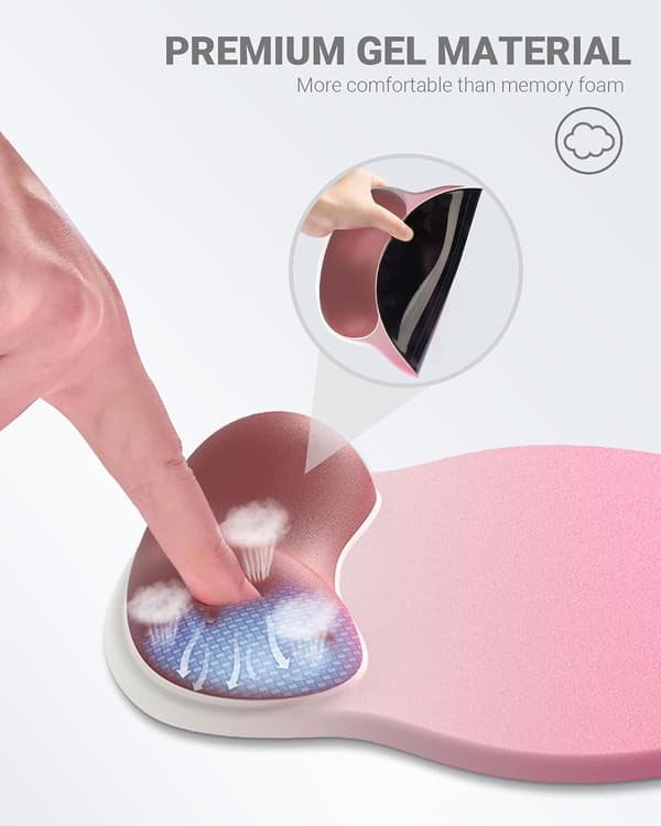 Ergonomisk musematte med håndleddsstøtte, komfortabel musematte med håndleddsstøtte, lindrer håndleddssmerter gelmusematte, sklisikker gummisåle musematte