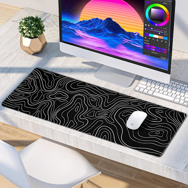 Musematte Gaming Stor Skrivebordsmatte (31,5 x 11,8 x 0,12 tommer) Vaskbar Stor Musematte, Japansk Musematte med Sklisikker Gummibase, Utvidet Mo MousPad Y4 XL