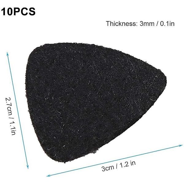 Svart - 10 gitarrplektrum, musikplektrum gitarrplektrum för ukulele ullplektrum 3mm plektrum instrumenttillbehör