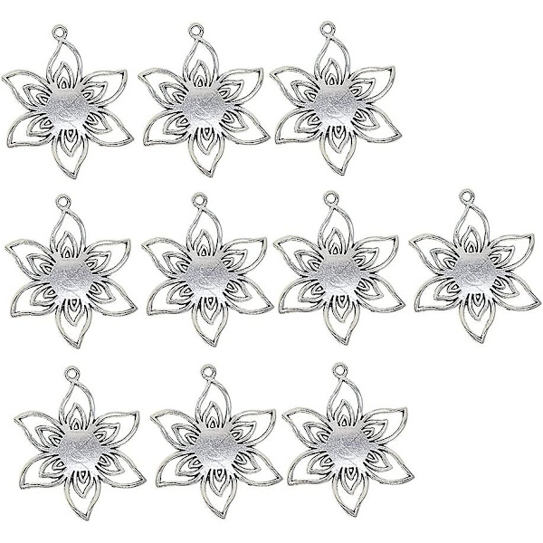 10 stk. Tibetansk sølv filigran blomst cameo cabochon indstillinger vedhæng emner bakke base 10mm (d-583-a)