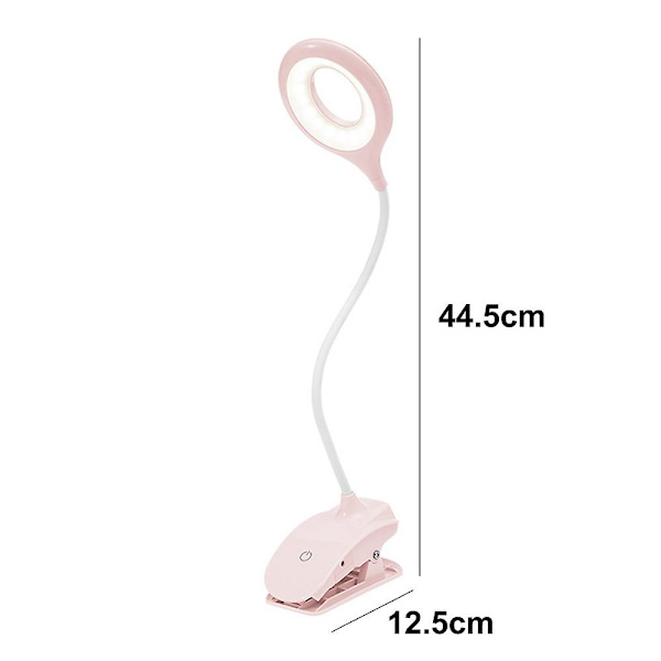Led skrivebordslampe Øyebeskyttende klemmelys Klemmelamper Leselys Med Usb-port Hvit rosa