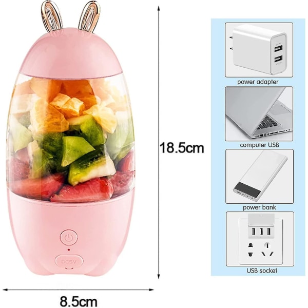 Bärbar juicepress, elektrisk hushållsjuicepress för studenter, multifunktionell juicepress för juiceutvinning, rosa