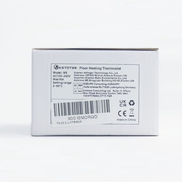 Manuel gulvvarme termostat 220V 16A, elektrisk gulvvarme regulator mekanisk rumtermostat med gulvsensor probe hvid