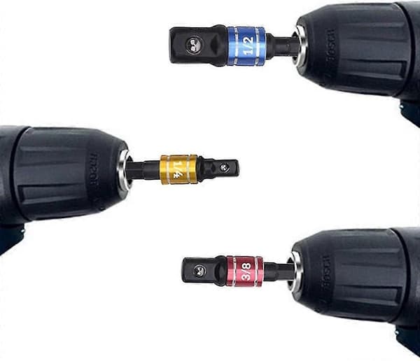 Socket Adapter 1/4 Tommer 3/8 Tommer 1/2 Tommer Slagtrekker Socket Adapter Slagtrekker Socket Adapter Drill Socket Sett Med Fargede Forlengelser
