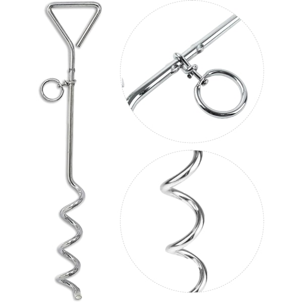 1 X 16\" Hundspik i stål, spiralformad, kraftig markspik, hundfäste, utomhustillbehör för hundar, för hundkedjor för utomhusbindning (Sta Stake Only 1 X 40cm