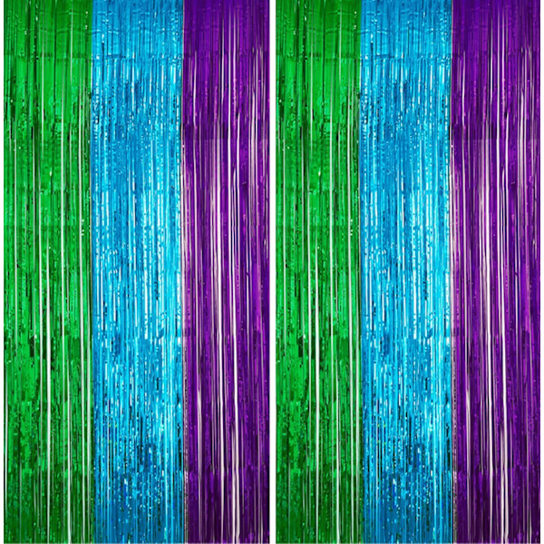 3,3 jalkaa × 6,6 jalkaa vihreä sininen violetti tinsel-folioliuska meren alla tausta ovivirrat vauvakutsu polttarit syntymäpäivä valmistujaiset minä Green Blue Purple one size