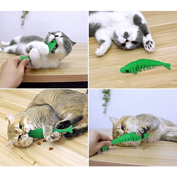 Interaktiva kattleksaker Katt Katt Tuggande Tandborste Behandling Leksak Antibit Pet Leksak Rengöring Tänder Tandvård 2 Styck