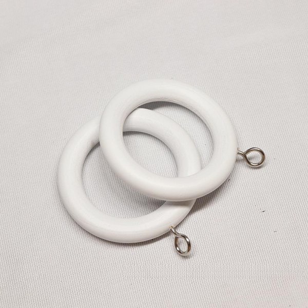 Bulk Hardware Træ Gardineringsstangsringe, Indvendig Diameter 45 mm, Udvendig Diameter 65 mm, Hvid, Pakke med 10, Egnet til Gardiner op til 40 mm Diameter 45mm