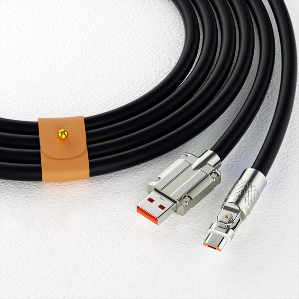 Hurtigladingkabel Usb Til C-ledning 180 Graders Roterende Rettvinklet Hode For Hurtiglading Av Mobiltelefon 1,5m Android Liten Munn Svart