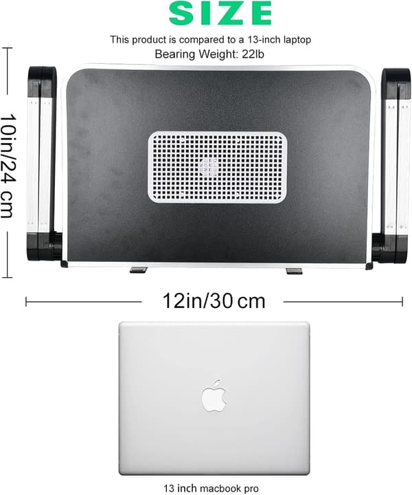 Foldbart Laptop Stativ Skrivebord Justerbart Laptop Stativ Til Seng Foldbart Laptop Bord Bærbart Med Køleventilator Sofa Couch Bakke Til Tablet Laptop MacBook