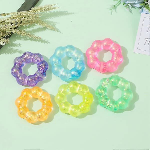 Klar Donut Ring Klemmelegetøj – Glitter Greb Ring – til Hjemmekontorarbejdere Skrivebordslegetøj