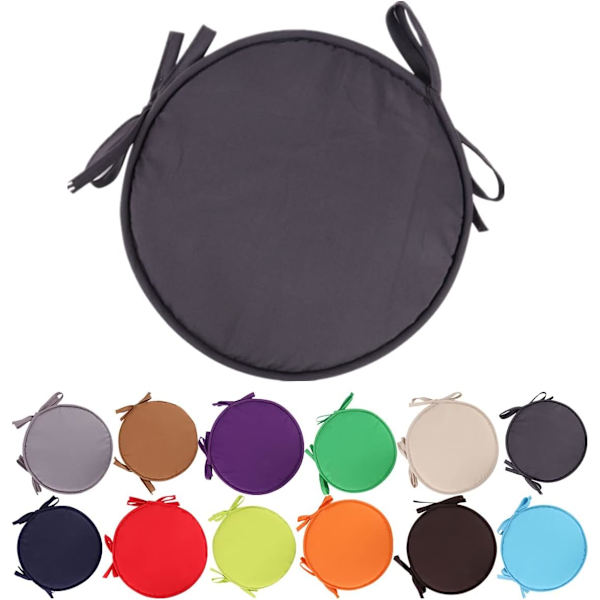 Färgglada inomhus/utomhus stolsdynor runda sittdynor trädgård uteplats hemkuddar - diameter 30cm/38cm, uteplatsmöbler kuddfodral, runda sittdynor Dark Grey 38cm